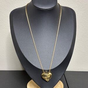 Money Swirl Wavy Polished Heart Slider Gold Tone Chain Necklace
